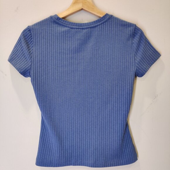 Joe Fresh Women's Ribbed Tee Shirt | Blue | Small - Picture 5 of 5